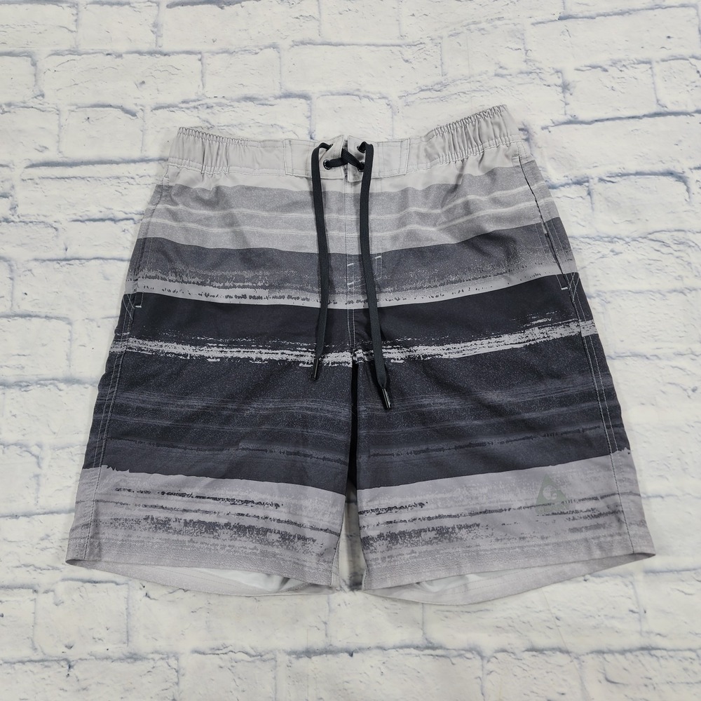 GERRY Boardshorts MENS SIZE M Gray Stripe Swim Shorts Trunks Lined